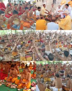 બાહ્મણો દ્વારા મંત્રોચ્ચાર સાથે નવા યજ્ઞોપવિત ધારણ કરવામાં આવ્યા..